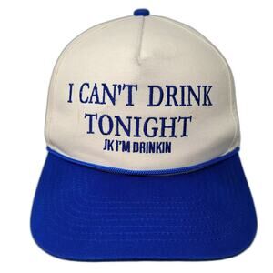SHESHOW 5 Panel Hat Snapback White Blue Funny Drinking Quote Embroidery Size M